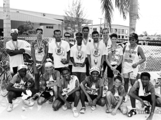 Cyclists and trophies