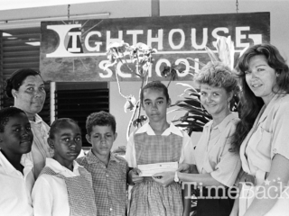 Lighthouse School cheque presentation, 1990