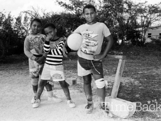 Children playing football, 1991