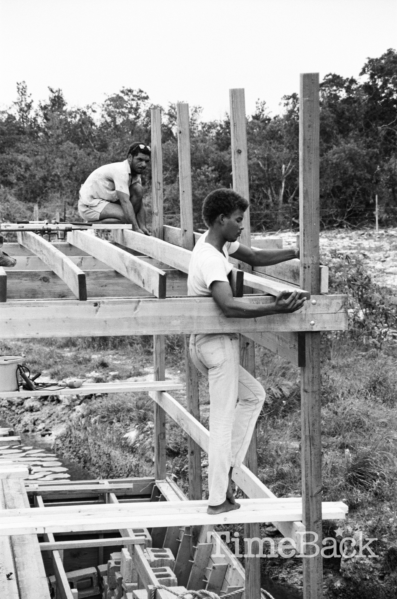 Pioneer one boat builder at work, 1987