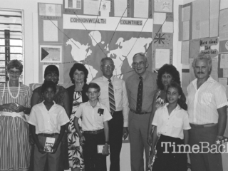 Governor Lloyd visits Cayman Brac, 1987